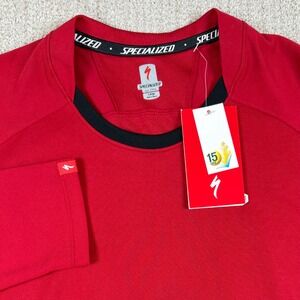 NEW Specialized Mens Large Red Black Long Sleeve UPF 15 Cycling Jersey Shirt